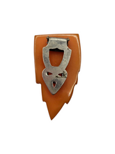 Load image into Gallery viewer, 1940s Chunky Carved Bakelite Egg Yolk Dress Clip
