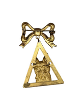 Load image into Gallery viewer, 1930s Deco Brass Dog Dangle Brooch
