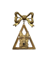 Load image into Gallery viewer, 1930s Deco Brass Dog Dangle Brooch
