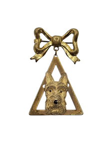 1930s Deco Brass Dog Dangle Brooch