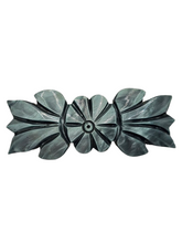 Load image into Gallery viewer, 1940s Dusky Blue Carved Marbled Galalith Flower Brooch
