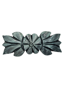 1940s Dusky Blue Carved Marbled Galalith Flower Brooch