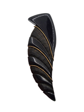 Load image into Gallery viewer, 1940s Dark Blue Moon Pointy Bakelite Brooch With Inlaid Brass
