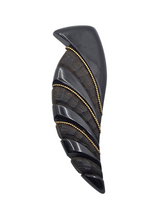 Load image into Gallery viewer, 1940s Dark Blue Moon Pointy Bakelite Brooch With Inlaid Brass
