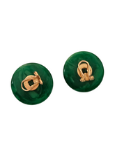 Load image into Gallery viewer, 1940s/1950s French Big Chunky Green Bakelite Earrings
