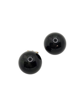 Load image into Gallery viewer, 1940s French Dark Blue Moon Bakelite Earrings
