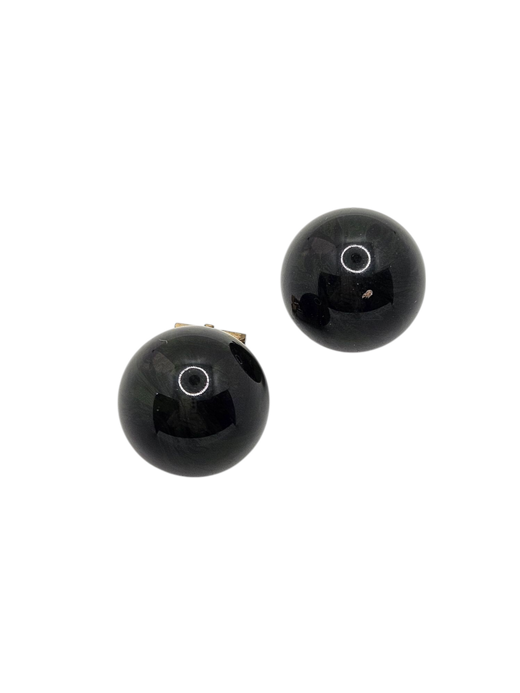 1940s French Dark Blue Moon Bakelite Earrings
