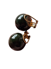 Load image into Gallery viewer, 1940s French Dark Blue Moon Bakelite Earrings
