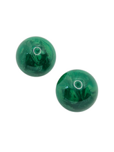 Load image into Gallery viewer, 1940s/1950s French Big Chunky Green Bakelite Earrings
