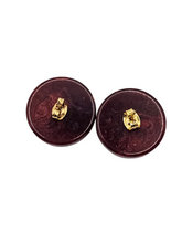 Load image into Gallery viewer, 1940s Burgundy Marbled Bakelite Earrings

