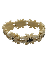 Load image into Gallery viewer, 1940s Carved Cream Tourist Edelweiss Bracelet
