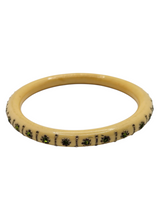 Load image into Gallery viewer, 1920s Thick Celluloid and Green Rhinestone Upper Arm Bangle
