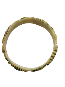 1940s Yellow and Green Celluloid Floral Bangle