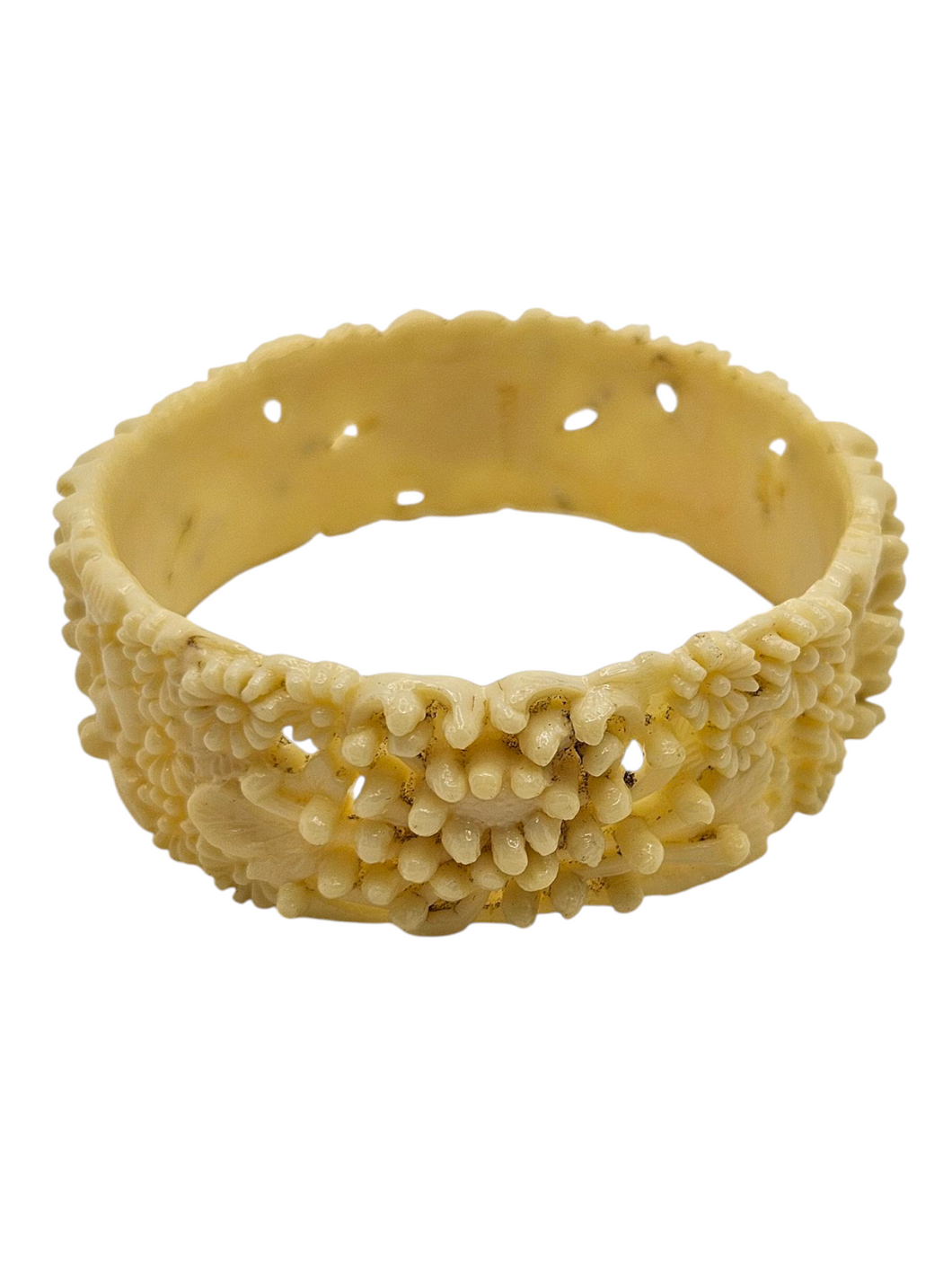 1940s Cream Celluloid Flower Bangle