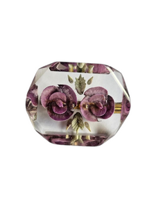 1940s Lilac Flower Reverse Carved Lucite Brooch