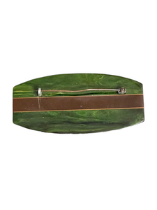 1940s Green and Brown Marbled Bakelite Laminated Brooch