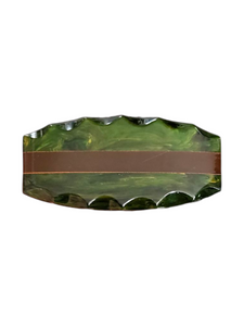 1940s Green and Brown Marbled Bakelite Laminated Brooch