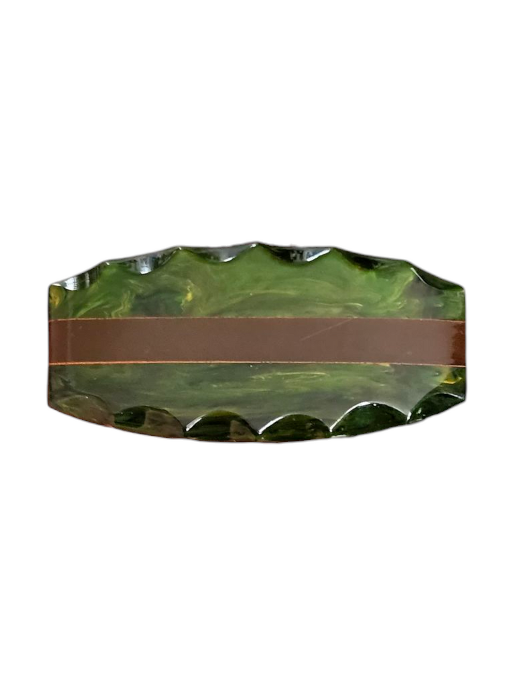 1940s Green and Brown Marbled Bakelite Laminated Brooch