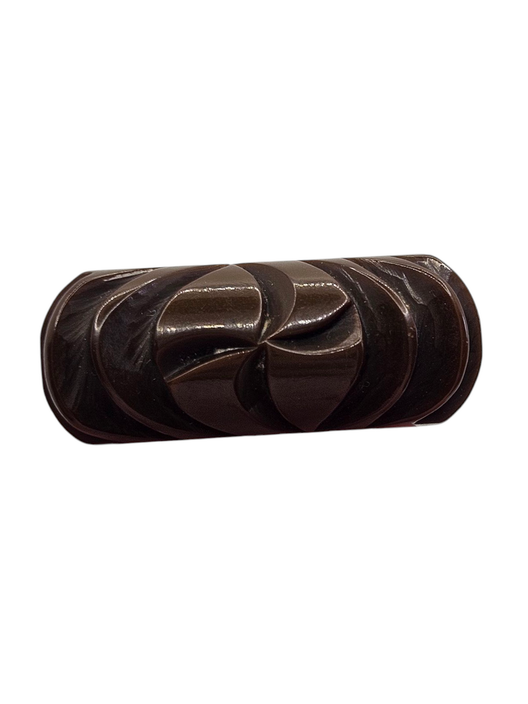 1940s Carved Bakelite Brown Brooch