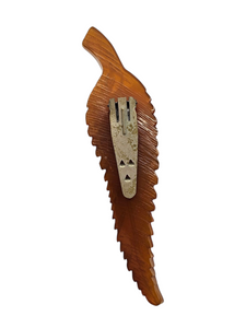 1930s HUGE Butterscotch Carved Bakelite Curved Leaf Dress Clip