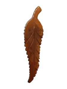 1930s HUGE Butterscotch Carved Bakelite Curved Leaf Dress Clip