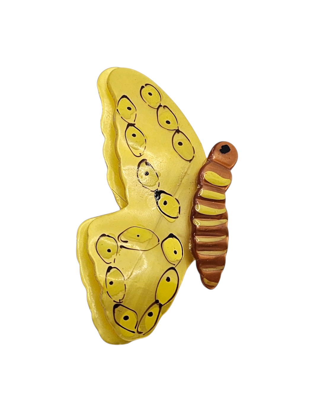 1940s Coro Bright Yellow Nylon Butterfly Brooch