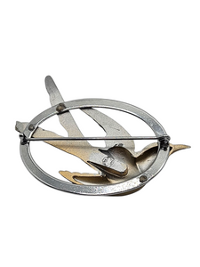 1930s Charles Horner Chrome and Celluloid Swallow Brooch
