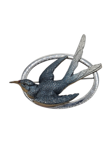 1930s Charles Horner Chrome and Celluloid Swallow Brooch