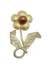 Load image into Gallery viewer, 1940s Huge Cream Coro Nylon Flower Brooch
