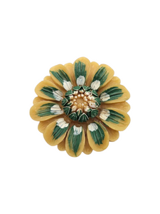 1940s Green and Yellow Celluloid Flower Brooch