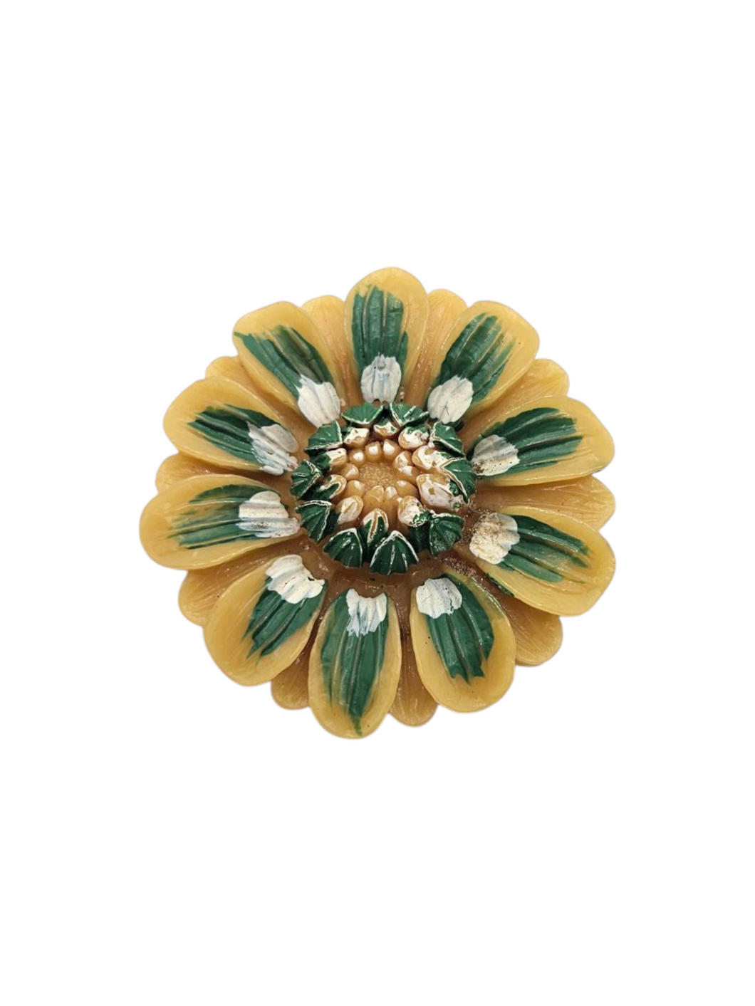 1940s Green and Yellow Celluloid Flower Brooch