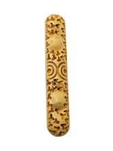 Load image into Gallery viewer, 1940s Yellow Carved Bakelite Bar Brooch
