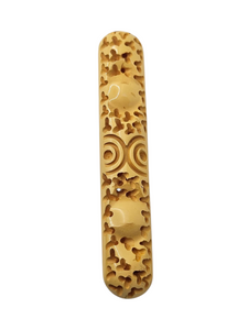 1940s Yellow Carved Bakelite Bar Brooch
