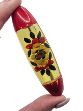 Load image into Gallery viewer, 1940s Bakelite/Lucite Reverse Carved Yellow and Red Flower Brooch
