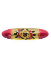 Load image into Gallery viewer, 1940s Bakelite/Lucite Reverse Carved Yellow and Red Flower Brooch
