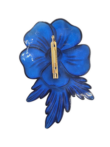 1940s Bright Blue Lucite Flower Brooch