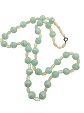 Load image into Gallery viewer, 1930s Mint Green Satin Glass Necklace

