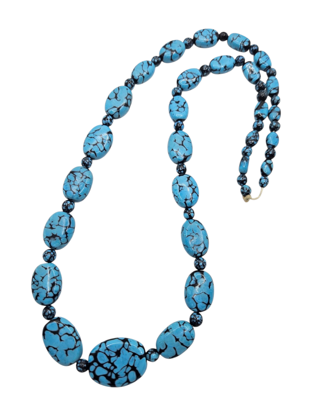 1930s Blue and Black Speckled Stone Necklace