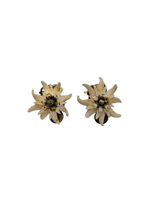 1940s Carved Edelweiss Earrings