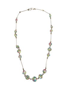 1920s Iris Glass and Rolled Wire Necklace