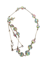 Load image into Gallery viewer, 1920s Iris Glass and Rolled Wire Necklace
