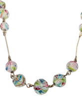Load image into Gallery viewer, 1920s Iris Glass and Rolled Wire Necklace
