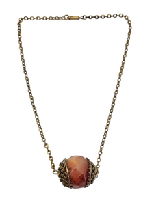 1950s Chunky Orange Stone Ball Necklace