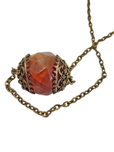 1950s Chunky Orange Stone Ball Necklace