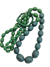 Load image into Gallery viewer, 1940s Two Tone Green Galalith Long Beaded Necklace
