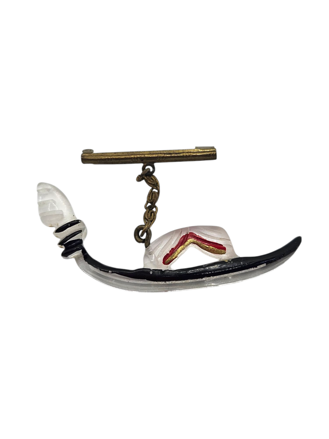 1940s Carved Lucite Gondola Brooch