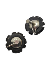 Load image into Gallery viewer, 1940s Carved Bakelite Brown Screwback Earrings

