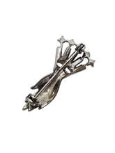 Load image into Gallery viewer, 1930s Art Deco Blue Glass and Chrome Hand Brooch
