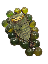 Load image into Gallery viewer, 1940s Rare Miriam Haskell Green Bakelite Grapes Brooch

