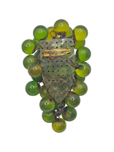 Load image into Gallery viewer, 1940s Rare Miriam Haskell Green Bakelite Grapes Brooch
